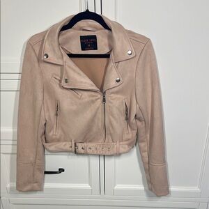 Black Label Baby Pink Faux Leather Jacket